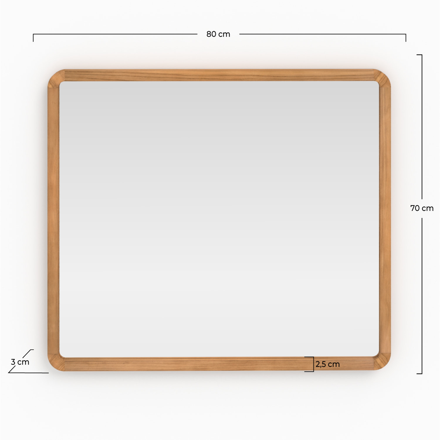 Miroir mural de salle de bain en bois de teck - Vea