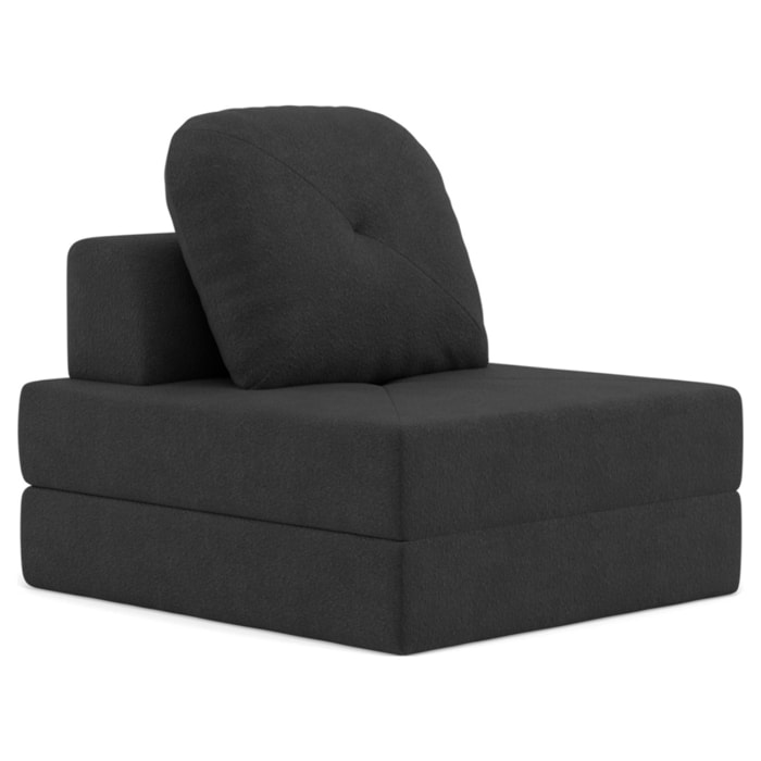 Edna - fauteuil convertible déplimousse en tissu bouclette - Noir