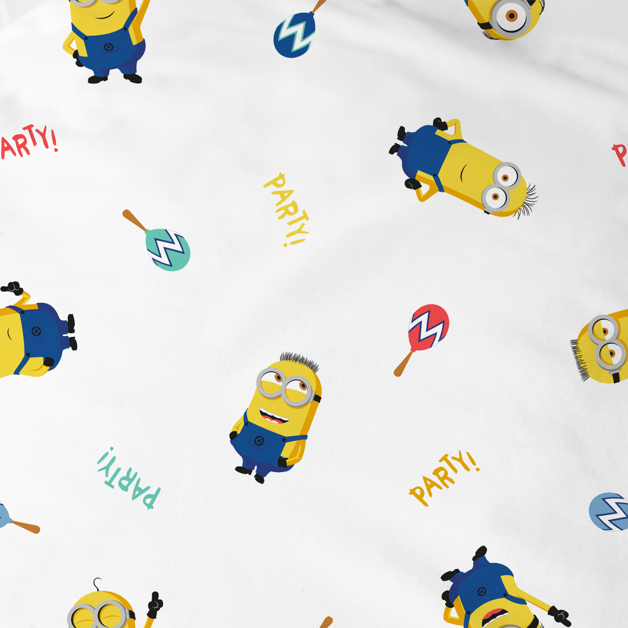 Parure de lit imprimée 100% coton, LES MINIONS FIESTA