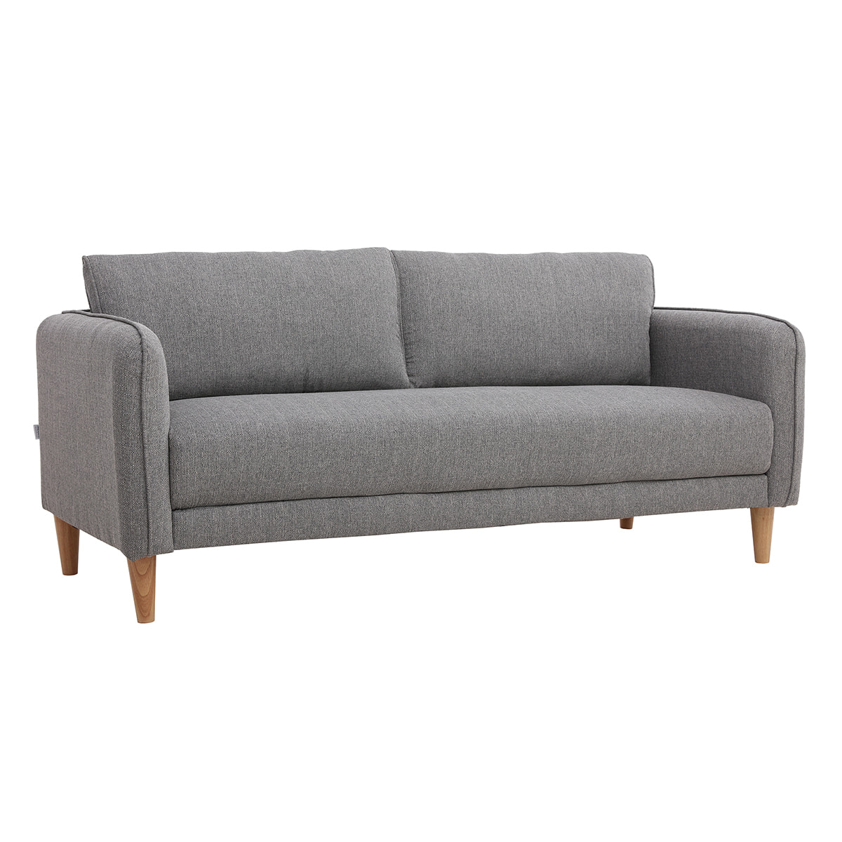 Canapé scandinave 3 places en tissu gris clair et bois clair KURT