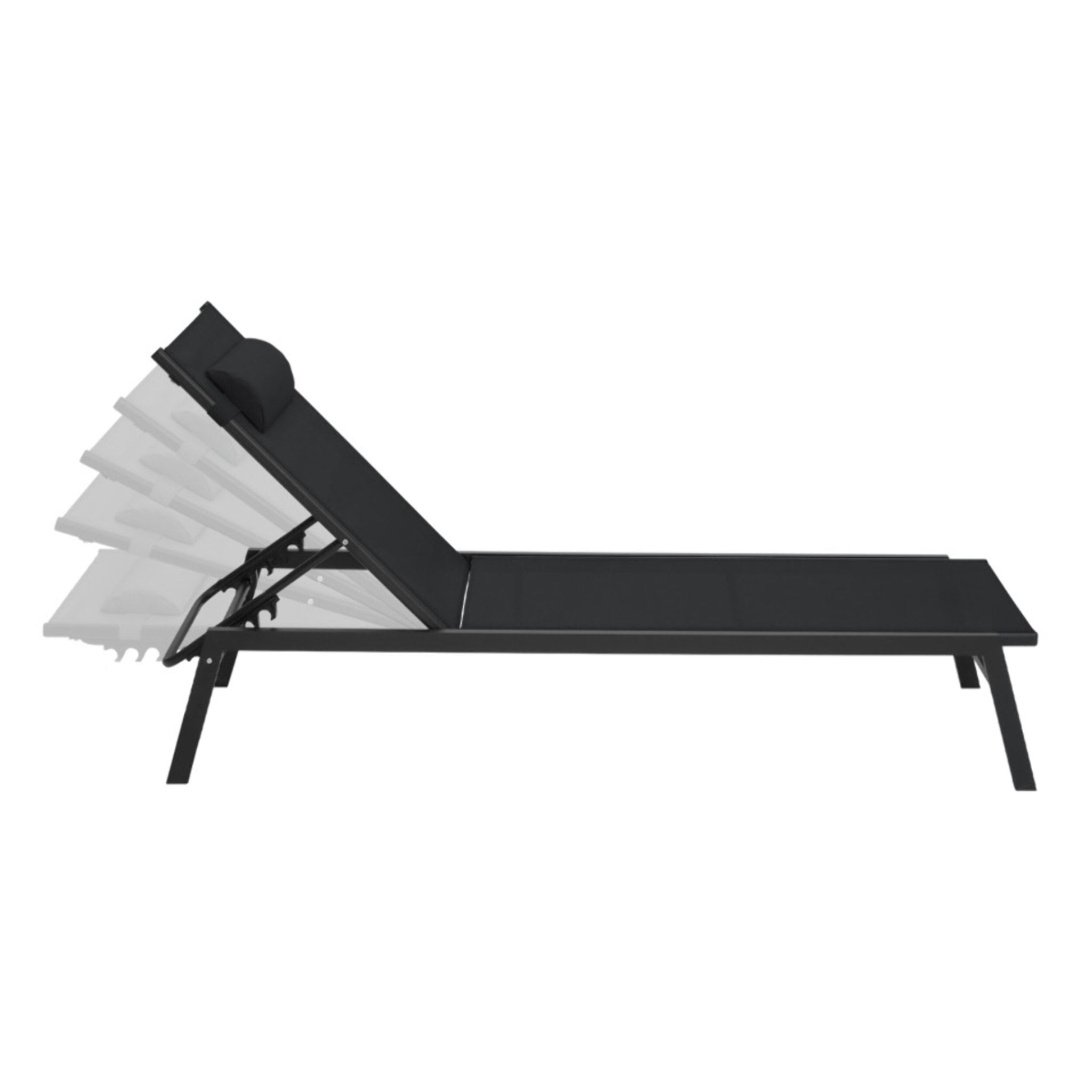 Transats inclinables Faro 5 positions en aluminium noir - lot de 2