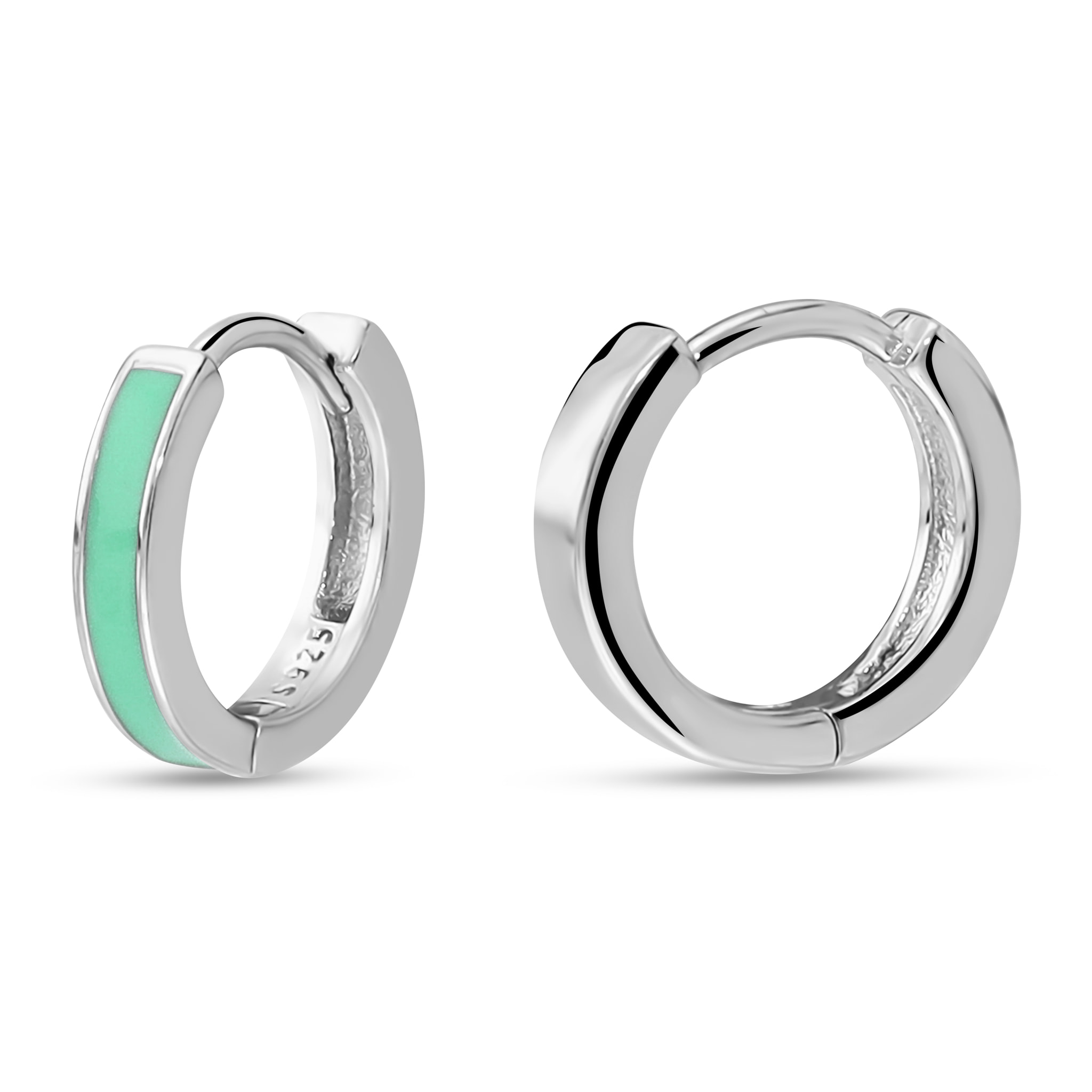 Orecchini a Cerchio Smaltati Verdi in Argento 925
