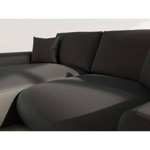 Garance - canapé d'angle réversible 4 places en simili - Noir