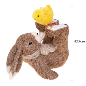 Coniglio Con Pulcino 25Xh.25 Cm - Pezzi 1 - 25X25X19cm - Colore: Marrone - Bianchi Dino - Articoli Primaverili E Pasquali