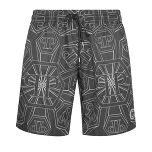 PHILIPP PLEIN Swim Trunks HEXAGON MONOGRAM