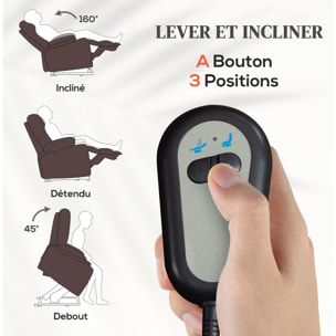 Fauteuil de relaxation électrique fauteuil releveur inclinable repose-pied ajustable revêtement synthétique chocolat