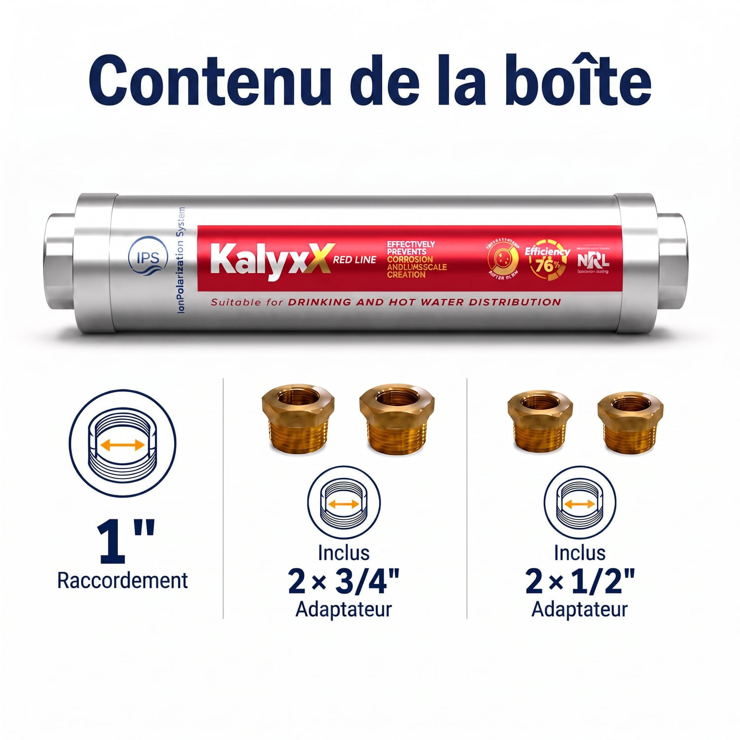 Alternative adoucisseur d'eau KalyxX Red Line 1"+3/4"+1/2" (IPSKXFRRBG11234)