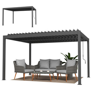 Pergola bioclimatique lames orientables aluminium gris foncé