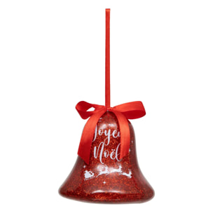 Cloche à suspendre en papier rouge à paillettes "Joyeux Noël" 75mm