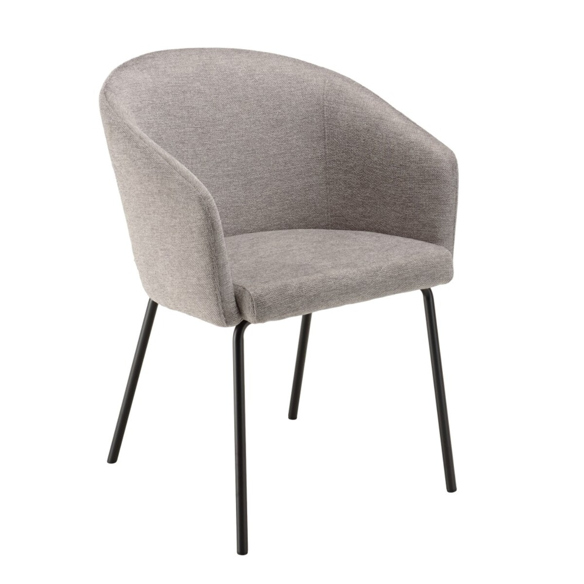 ULYSSE - Lot de 2 chaises tissu gris clair pieds acier noir