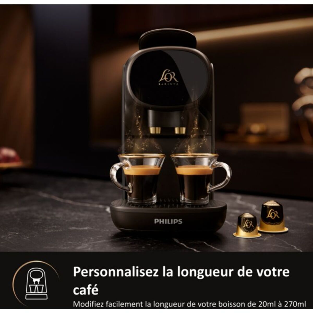 Cafetière à dosette PHILIPS LM9012/60 L'Or Barista Sublime Noire, 19 bars