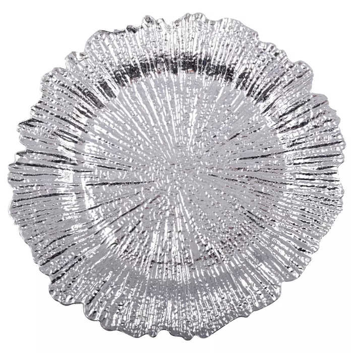 Lot de 6 DESSOUS D'ASSIETTE FLOWER ARGENT