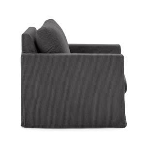 Serena - fauteuil déhoussable en velours côtelé - Gris