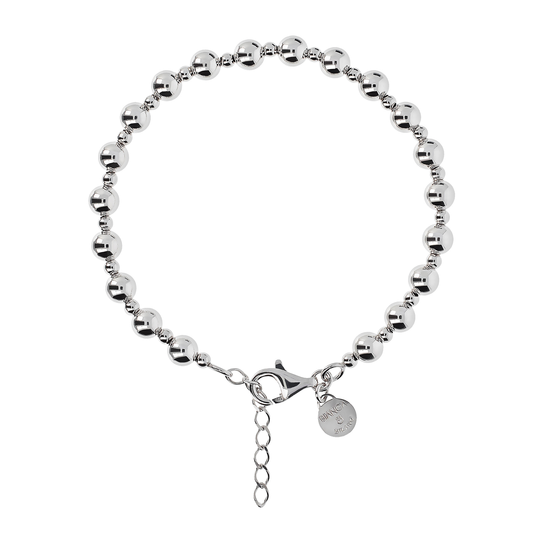 Bracciale con Sfere e Pepite in Argento 925 placcato Platino