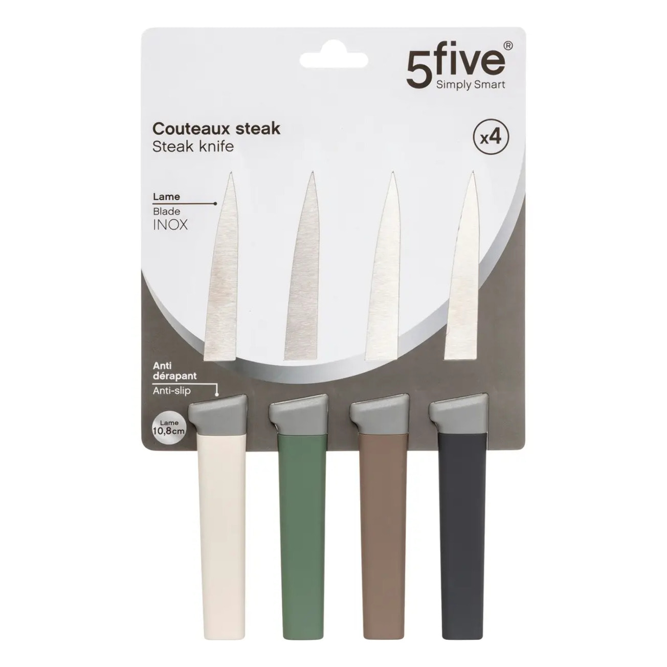 4 couteaux à steak manche antidérapant