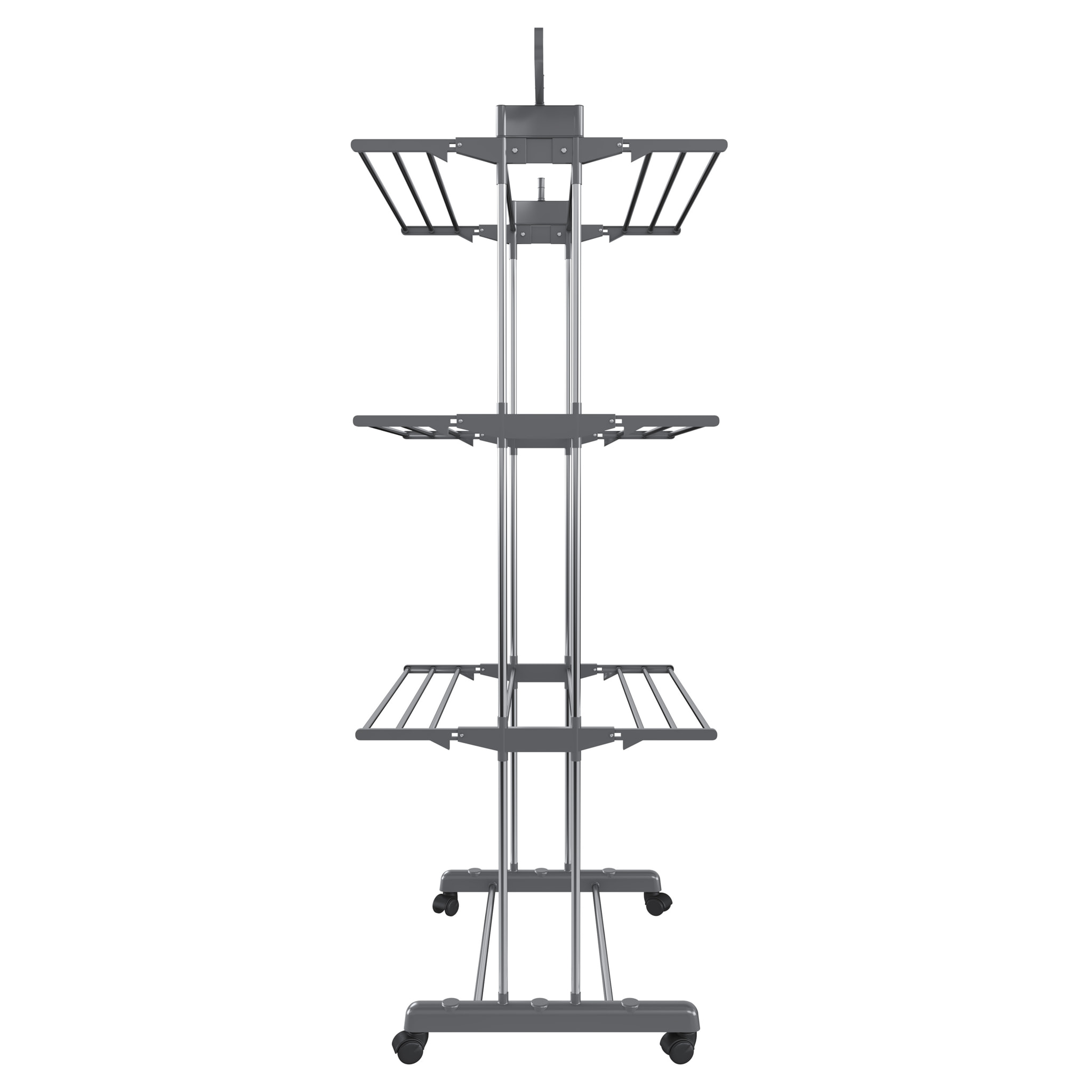 Stendibiancheria A Rotelle Stendino A Torre Verticale In Acciaio E ABS 4 Piani Pieghevole Salvaspazio Con Ali Richiudibile Biancheria Interno Grigio