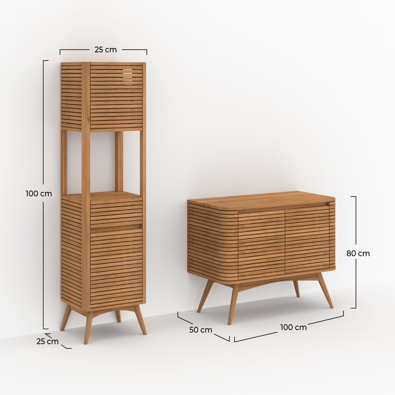 Ensemble de salle de bain en bois de teck 100 cm - Auguste