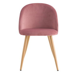Lot de 2 chaises en velours rose et pieds en métal - Cozy