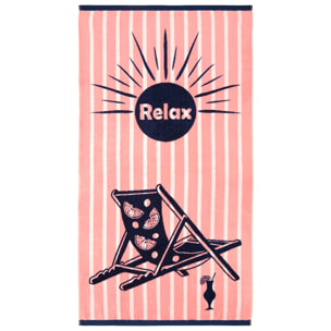Serviette de plage éponge velours Jacquard - Relax - 90x170cm - 400g/m²