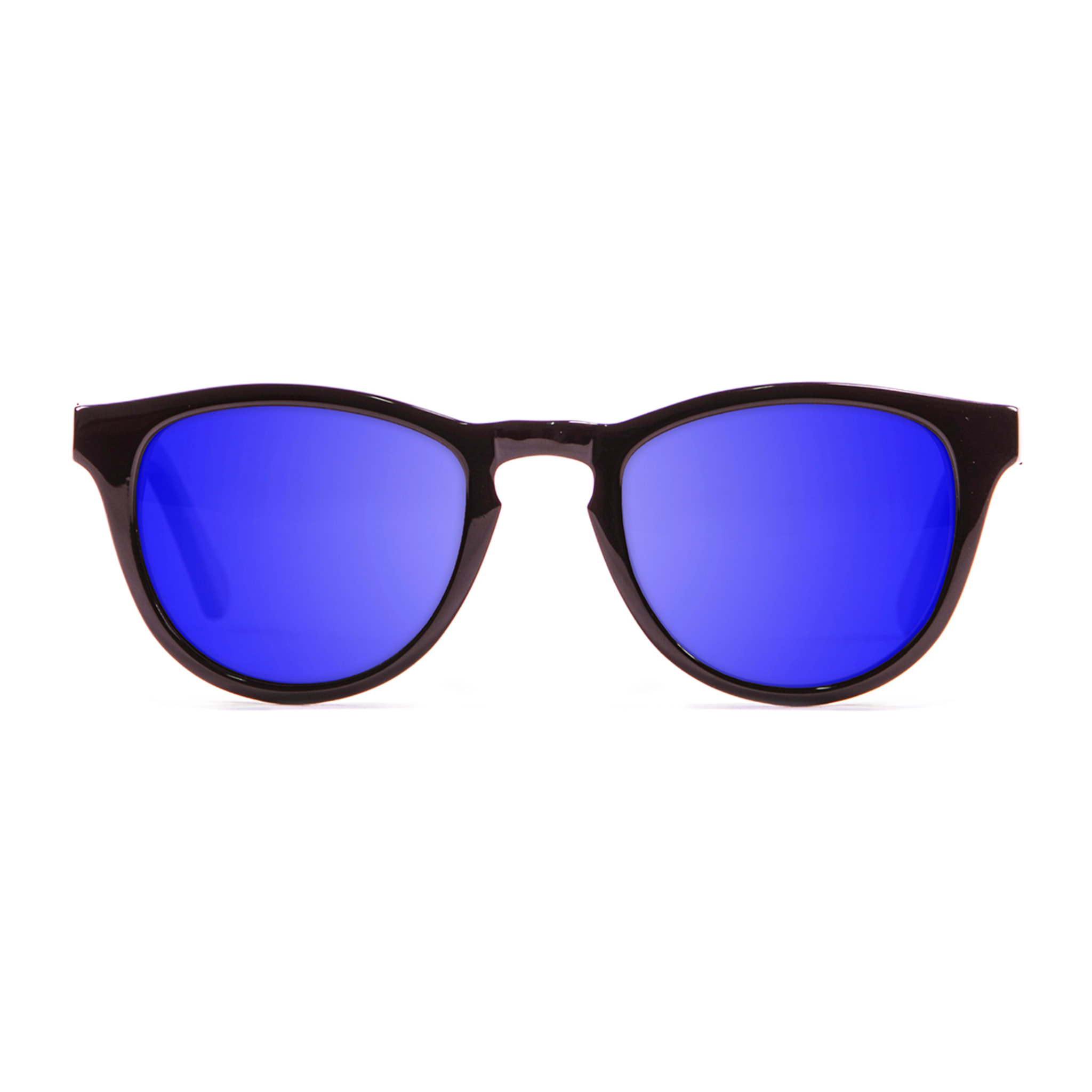 Gafas de sol KAU FLORENCIA - De acetato negro brillante y madera de ébano / Azul cielo revo azul