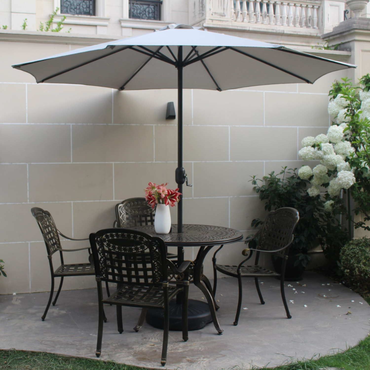Parasol droit rond Ø 3 m écru PORTO