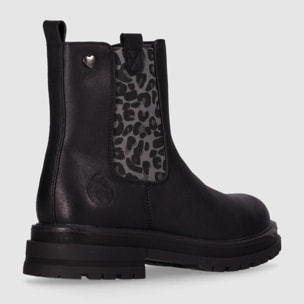 Botines de Piel Sintética - Negro - Tacón: Bajo