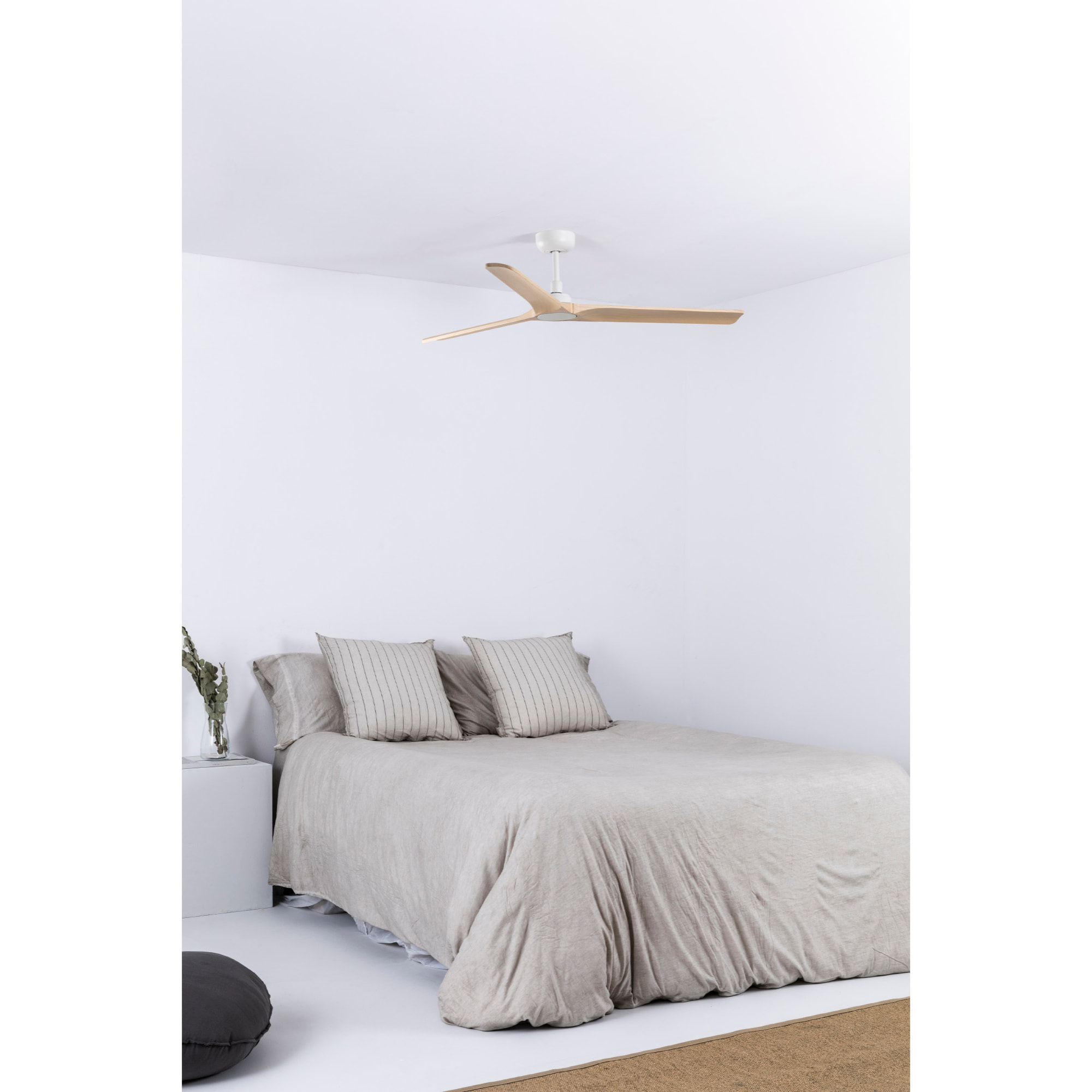 HEYWOOD M Ventilador blanco/madera clara DC