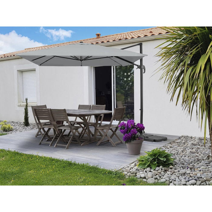 Parasol jardin déporté en aluminium "Sky 4" - 3 x 4 m - Gris