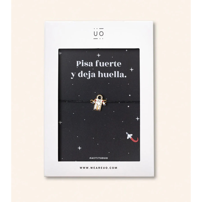 Pulsera Charm "Pisa fuerte y deja huella" astronauta