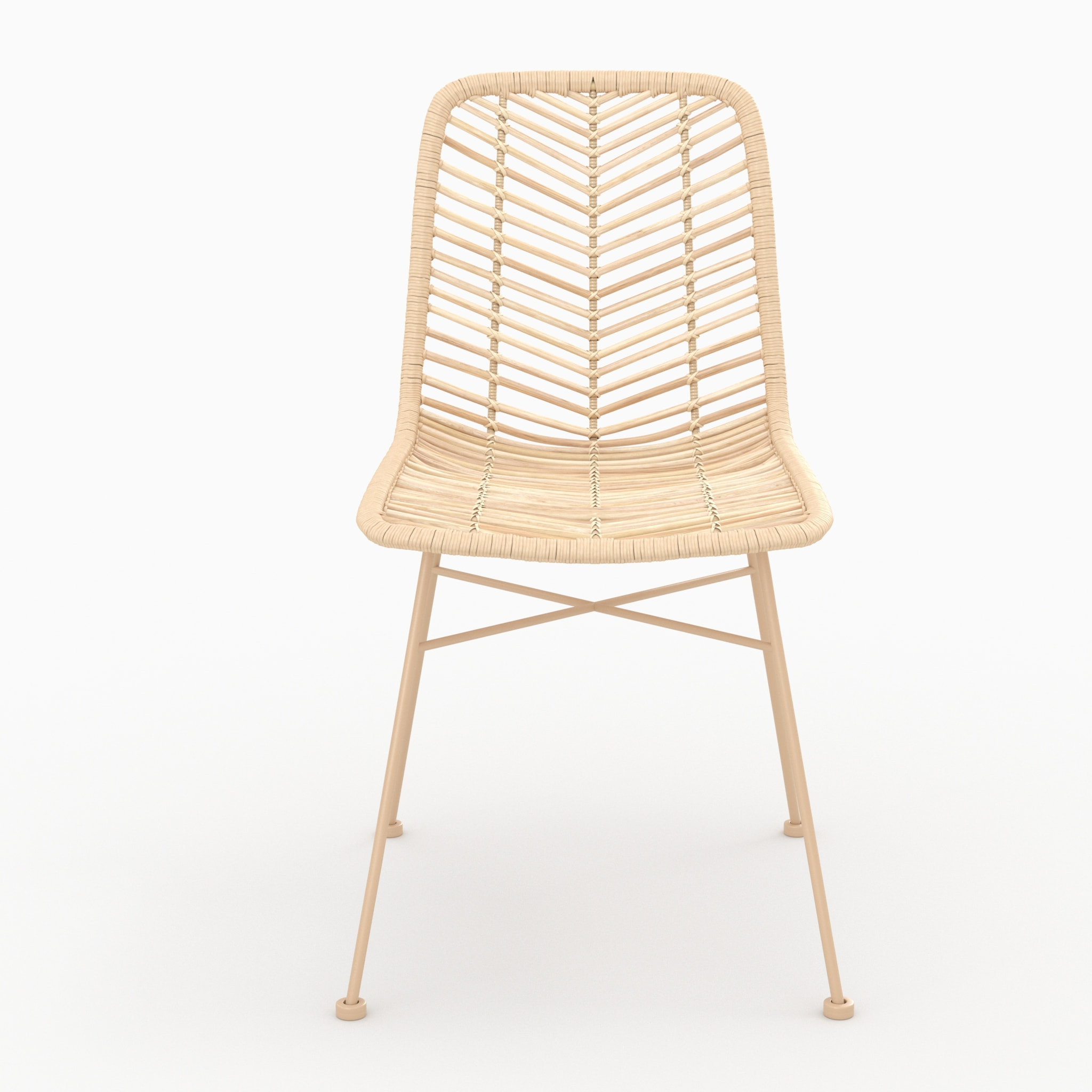 Lot de 2 chaises en rotin naturel et pieds beiges - Tamara