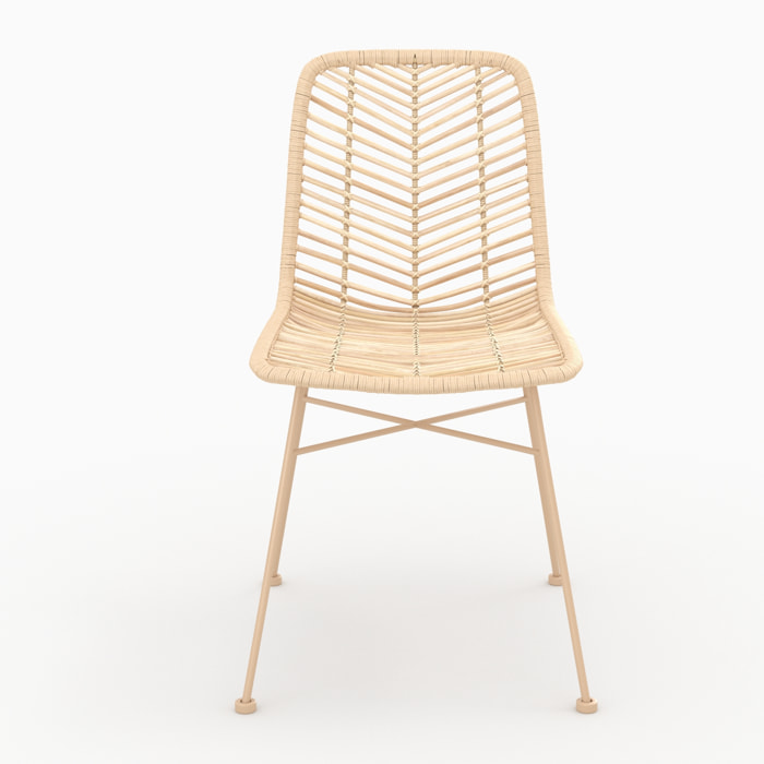 Lot de 2 chaises en rotin naturel et pieds beiges - Tamara