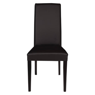 Sedia classica in legno ed ecopelle, per sala da pranzo, cucina o salotto, Made in Italy, cm 46x55h99, Seduta h cm 47, colore Nero