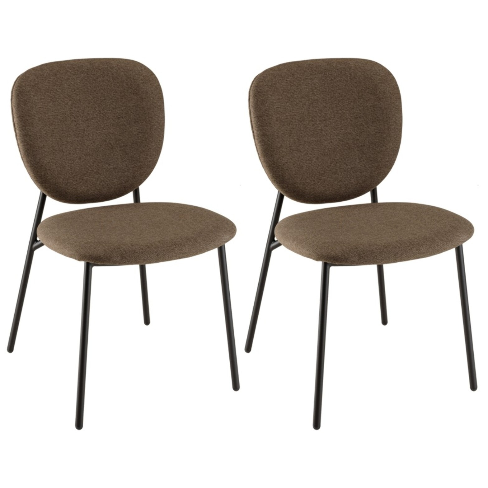 TOM - Lot de 2 chaises tissu marron pieds acier noir