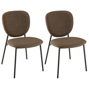 TOM - Lot de 2 chaises tissu marron pieds acier noir