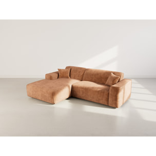 Lison - Canapé d'angle gauche 4 places en velours texturé - Terracotta