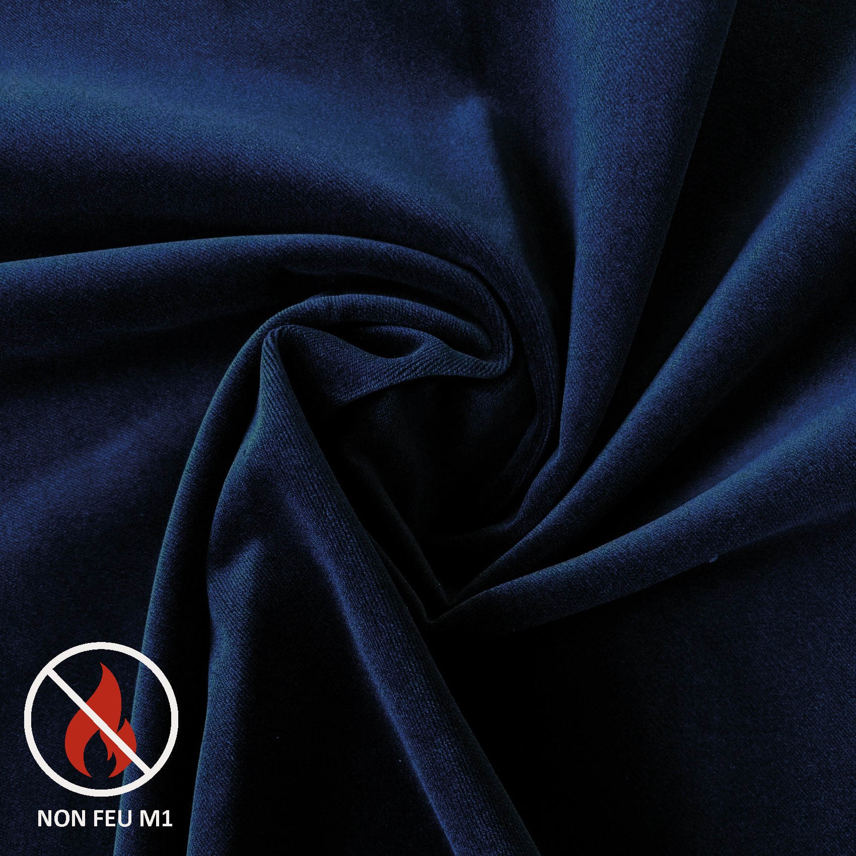 Rideau Ignifugé  M1 en velours premium - Bleu Marine
