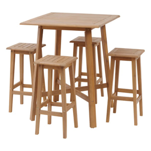Table haute de jardin "Tiwi" 4 places en acacia