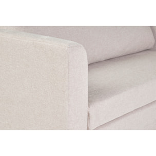 Canapé convertible 2 places en tissu effet velours texturé beige LEON