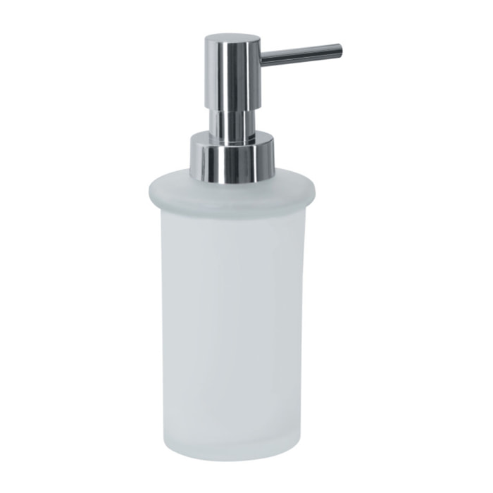 Distributeur de savon Verre & Acier chromé MILO Blanc Spirella