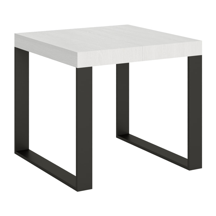 Mesa extensible 90x90/246 cm Tecno Fresno Blanco estructura Antracita