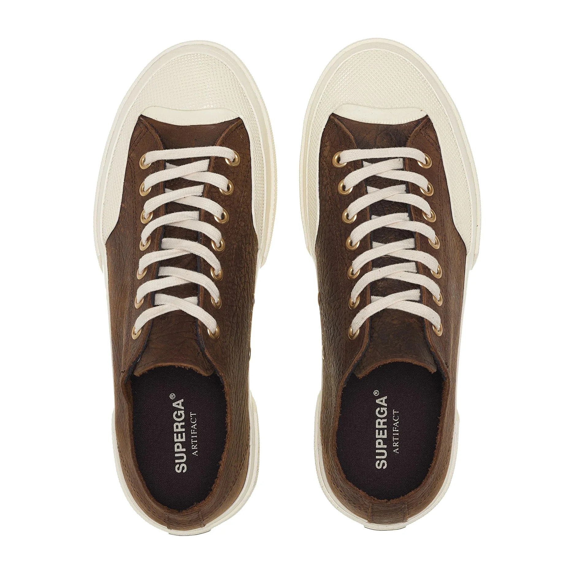 Superga - Sneakers Uomo Donna Marrone - 2432 WORKS ELEPHANT TUMBLED LEATHER
