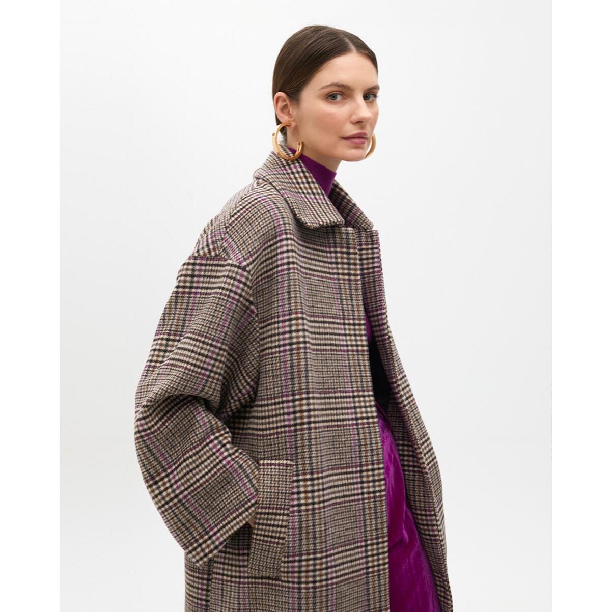 Cappotto di lana a quadri