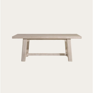 Table à manger Oblak -bois massif d'araucaria-couleur blanc shabby 200 x 75 x 100 cm