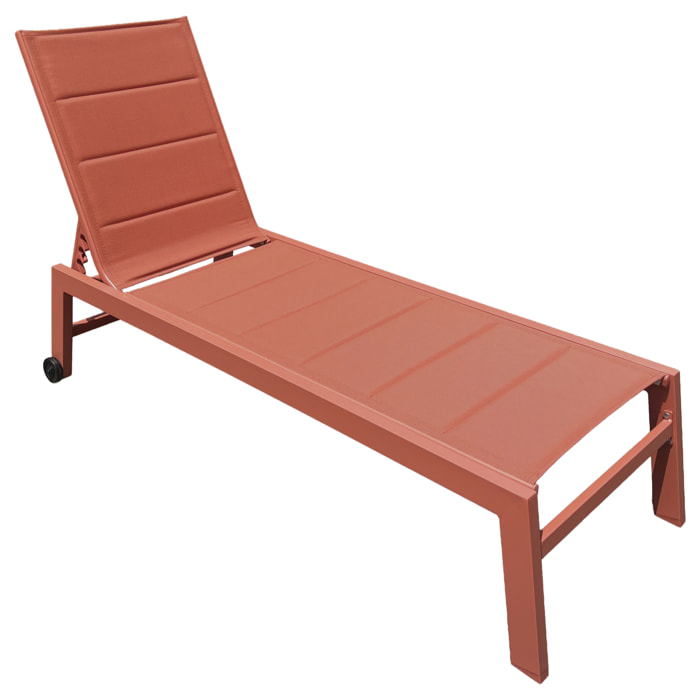 Bain de soleil BARBADOS en textilène terracotta - aluminium terracotta
