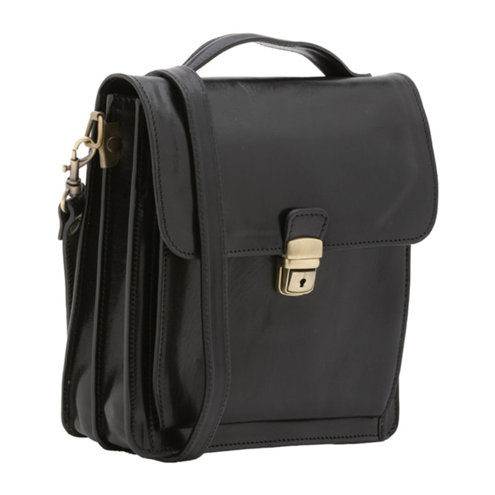Borsa a tracolla uomo in vera pelle - Modello False - Made in Italy - 26.0 x 23.5 x 9.0 cm