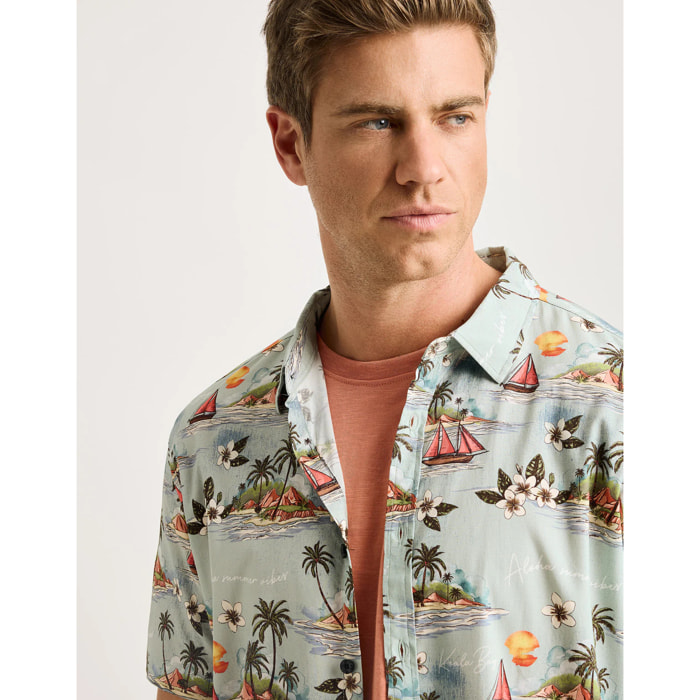 Camisa Manga Corta Azul Celeste - Cashoy