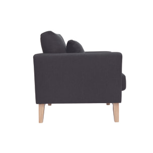 Fauteuil scandinave déhoussable en tissu gris foncé et bois clair OSLO