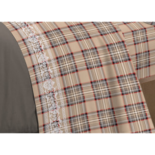 Completo Lenzuola in 100% Cotone Orsetto Tartan Beige