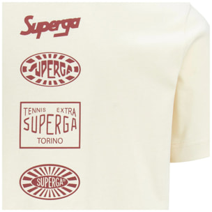 Superga - Camisetas y tops Unisex Beige - T-SHIRT SUPERGA ARCHIVIO HISTORY LOGO
