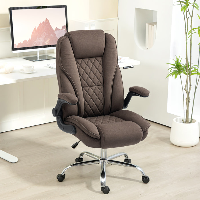 Fauteuil de bureau style Chesterfield réglable accoudoirs rabattables velours chocolat